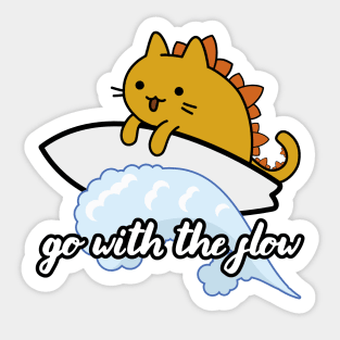 Catzilla surfer surf lover go with the flow Sticker